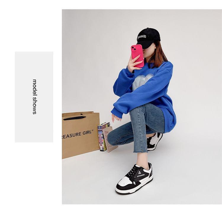 Color Block Lettering Platform Sneakers Product Image