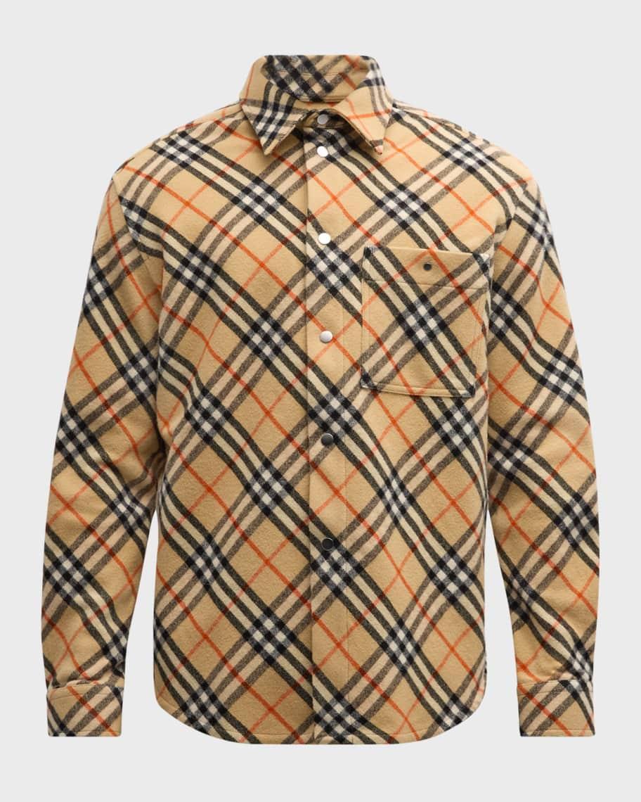 Men's Check Wool Button-Down Shirt Product Image