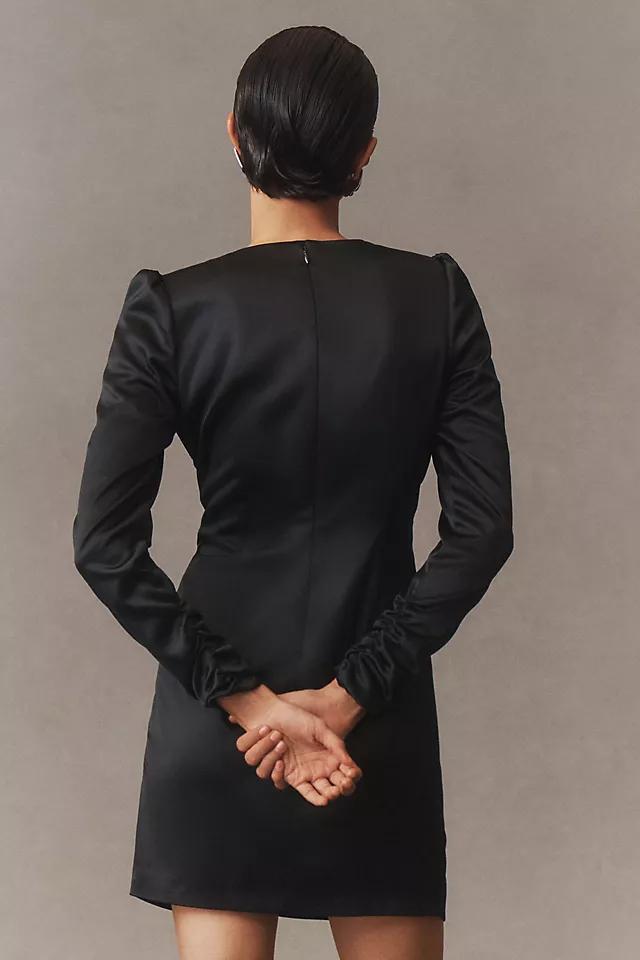 BHLDN Sabrina Stretch Satin Long-Sleeve Mini Dress Product Image