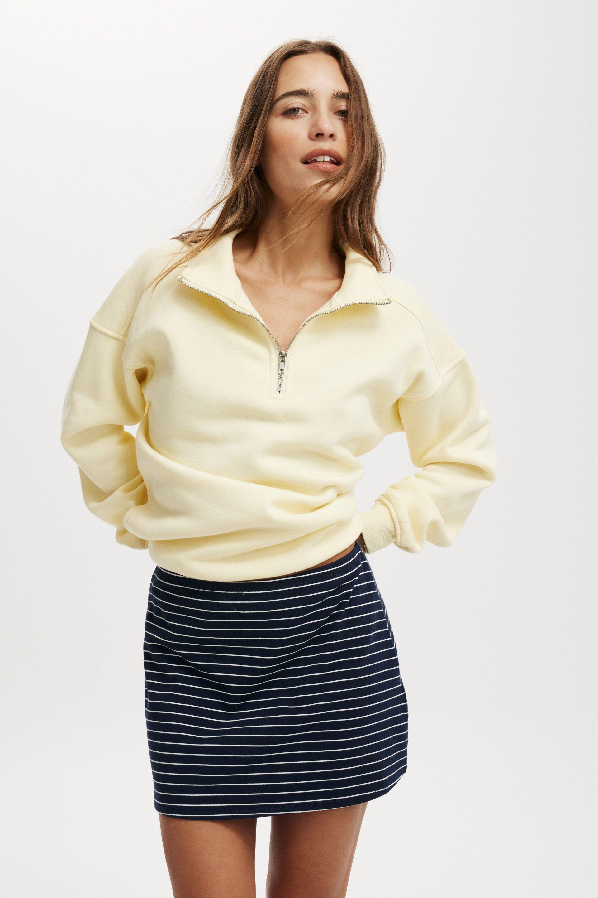 Cotton On Women - Classic Fleece Oversized Half Zip Sweatshirt - Lemon icing product image