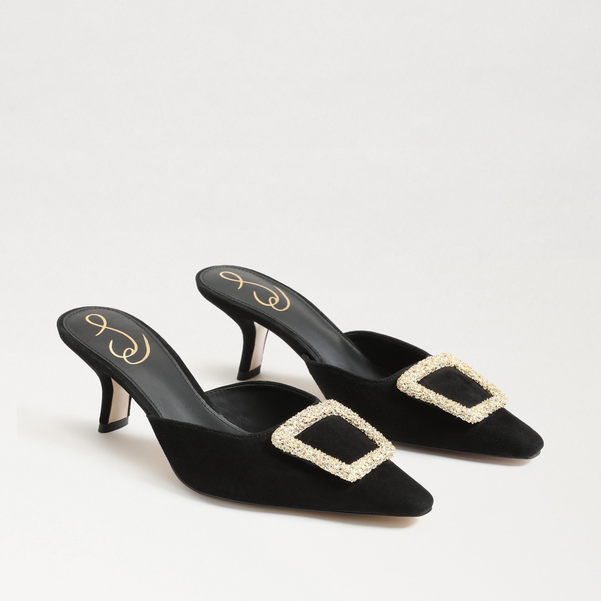 Sam Edelman Brit Suede Oversized Embellished Buckle Detail Mules Product Image