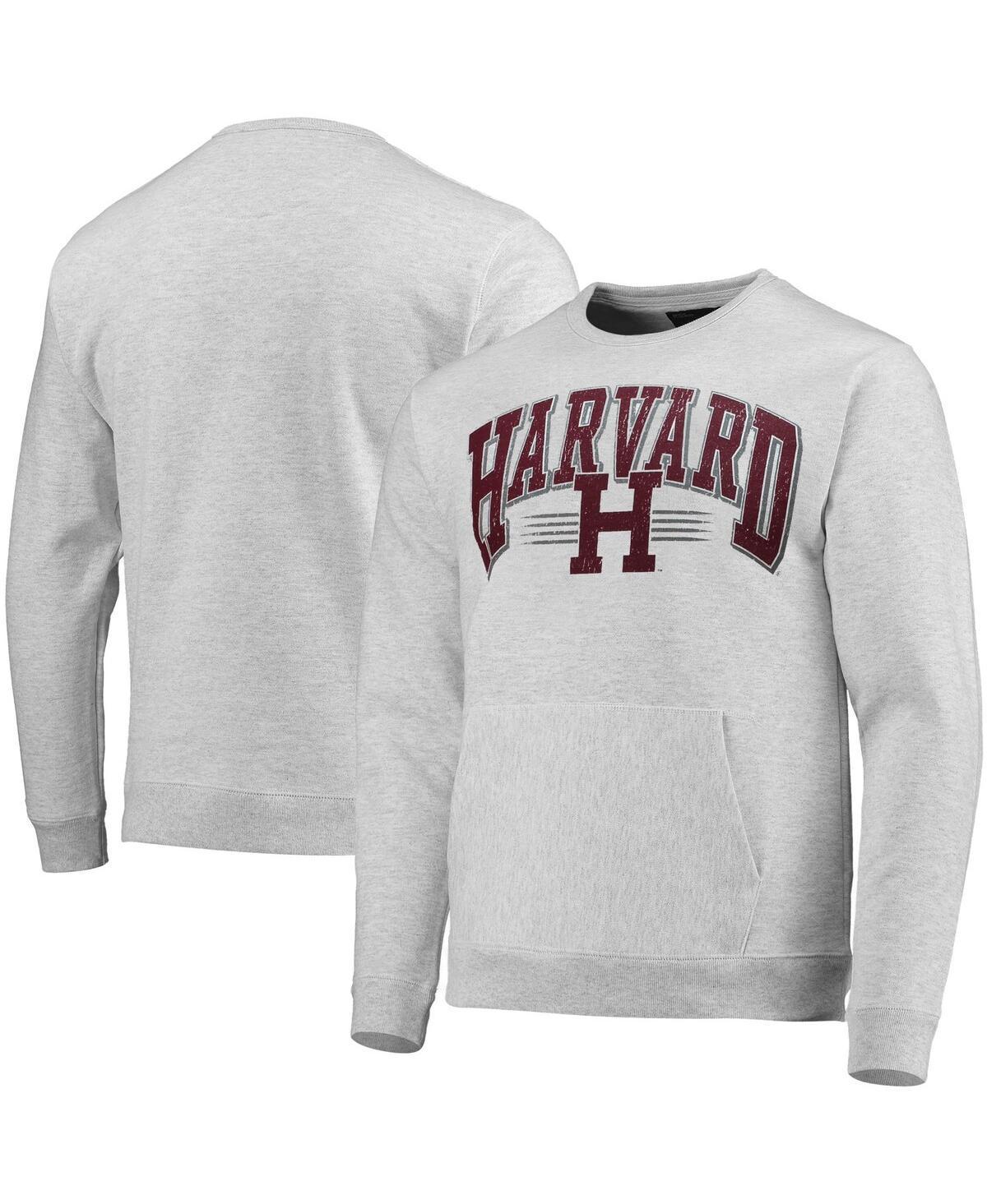 Mens League Collegiate Wear Heathered Gray Harvard Crimson Upperclassman Pocket Pullover Sweatshirt Product Image