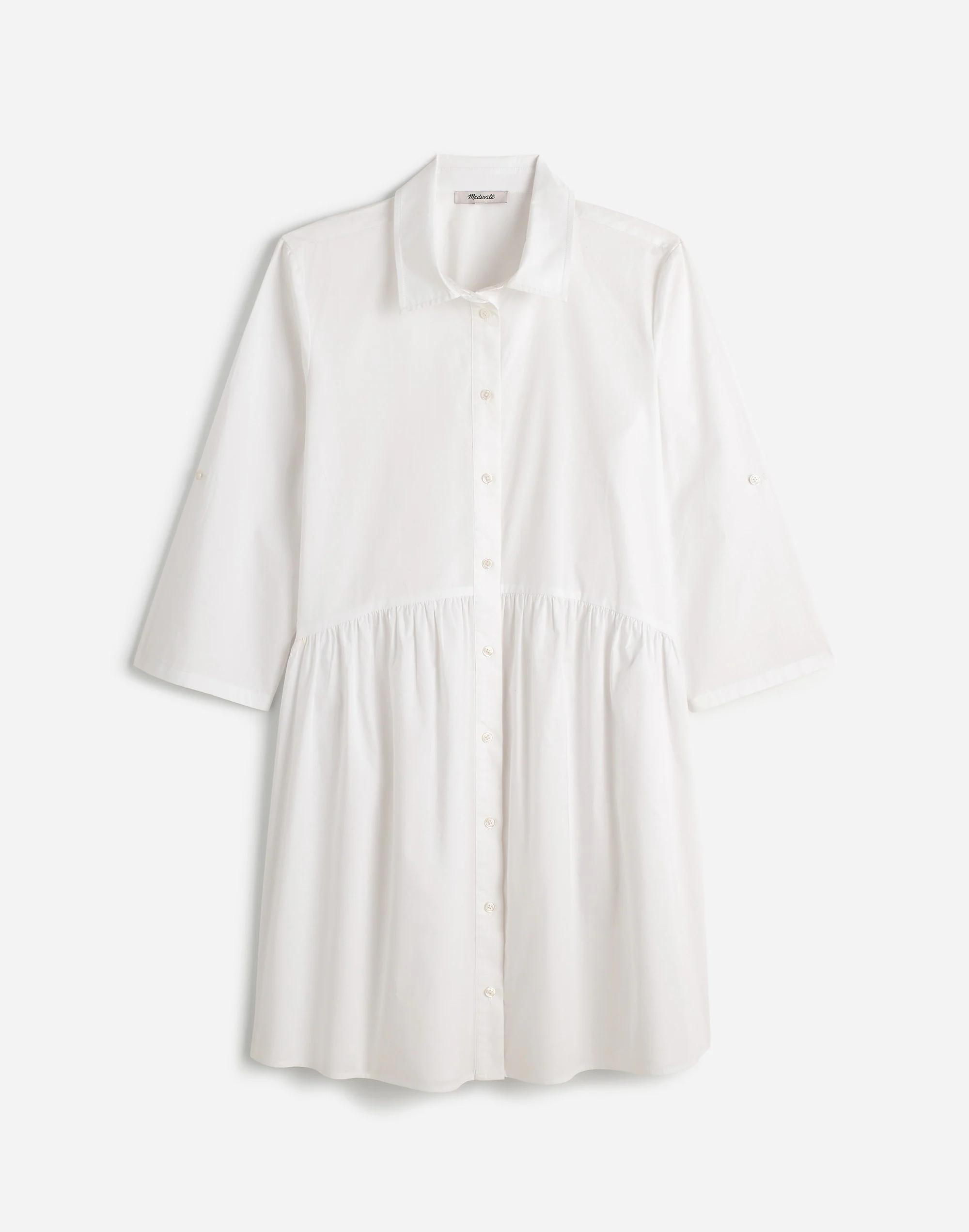 Button-Front Mini Shirtdress in Poplin Product Image