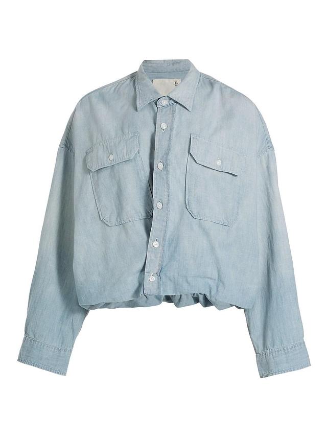 Womens Cotton Blouson-Hem Utility Shirt Product Image