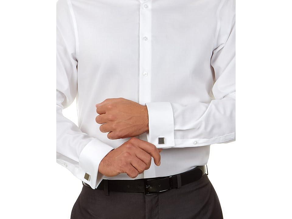 Calvin Klein Men's Dress Shirt Slim Fit Non Iron Solid French Cuff (White) Men's Long Sleeve Button Up Product Image