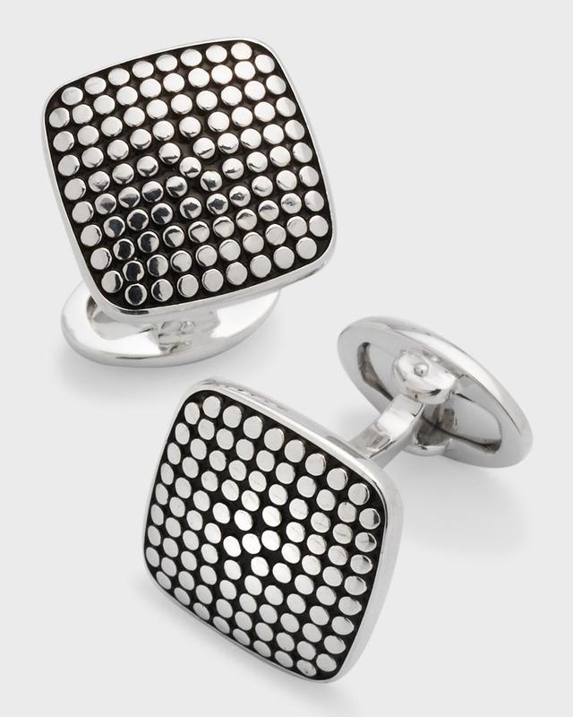 Mens Sterling Silver Dotted Cufflinks Product Image