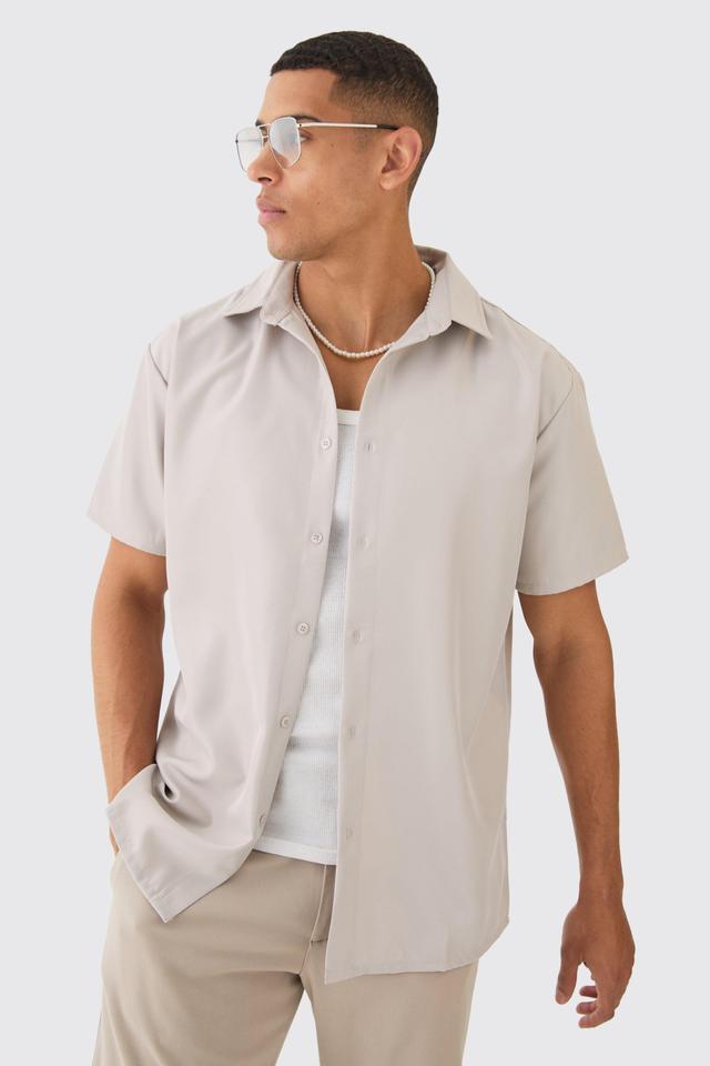 Short Sleeve Soft Twill Oversized Shirt | boohooMAN USA Product Image