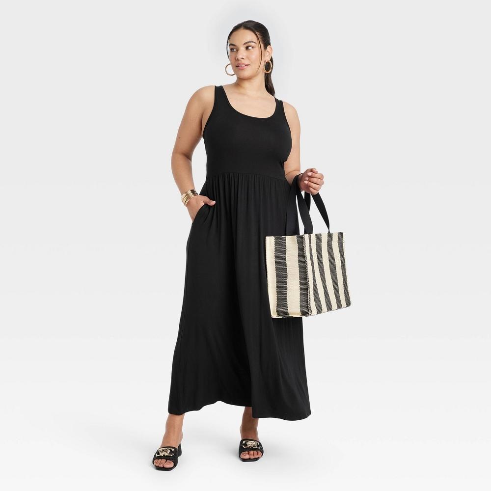 Womens Knit Maxi A-Line Dress - Ava & Viv Black 1X Product Image