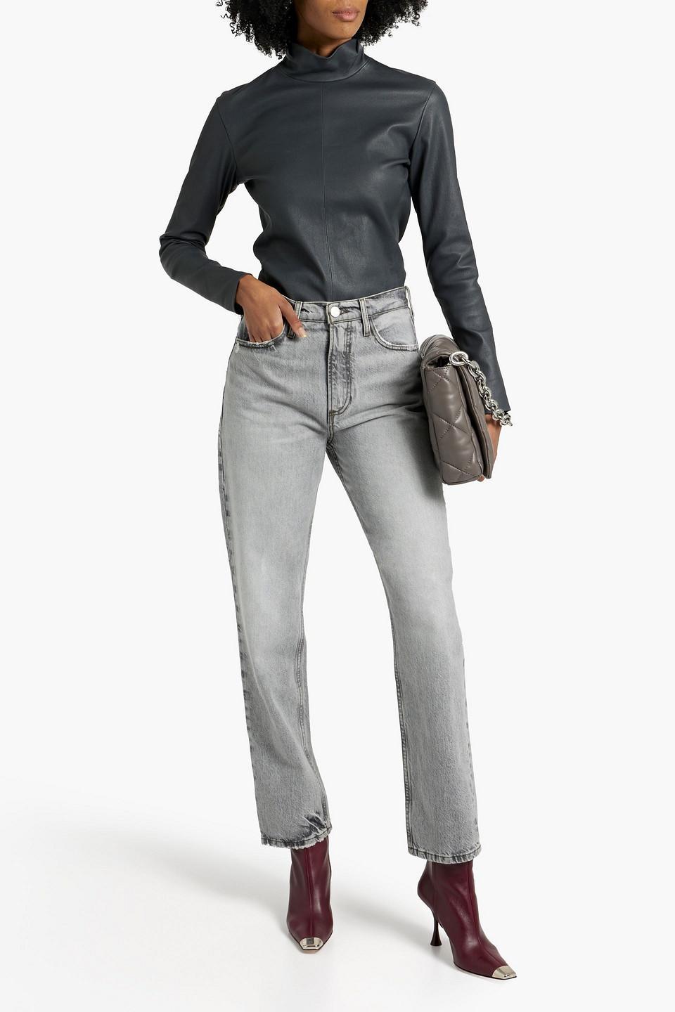 FRAME High N Tight High-rise Straight-leg Jeans In Light Gray Product Image