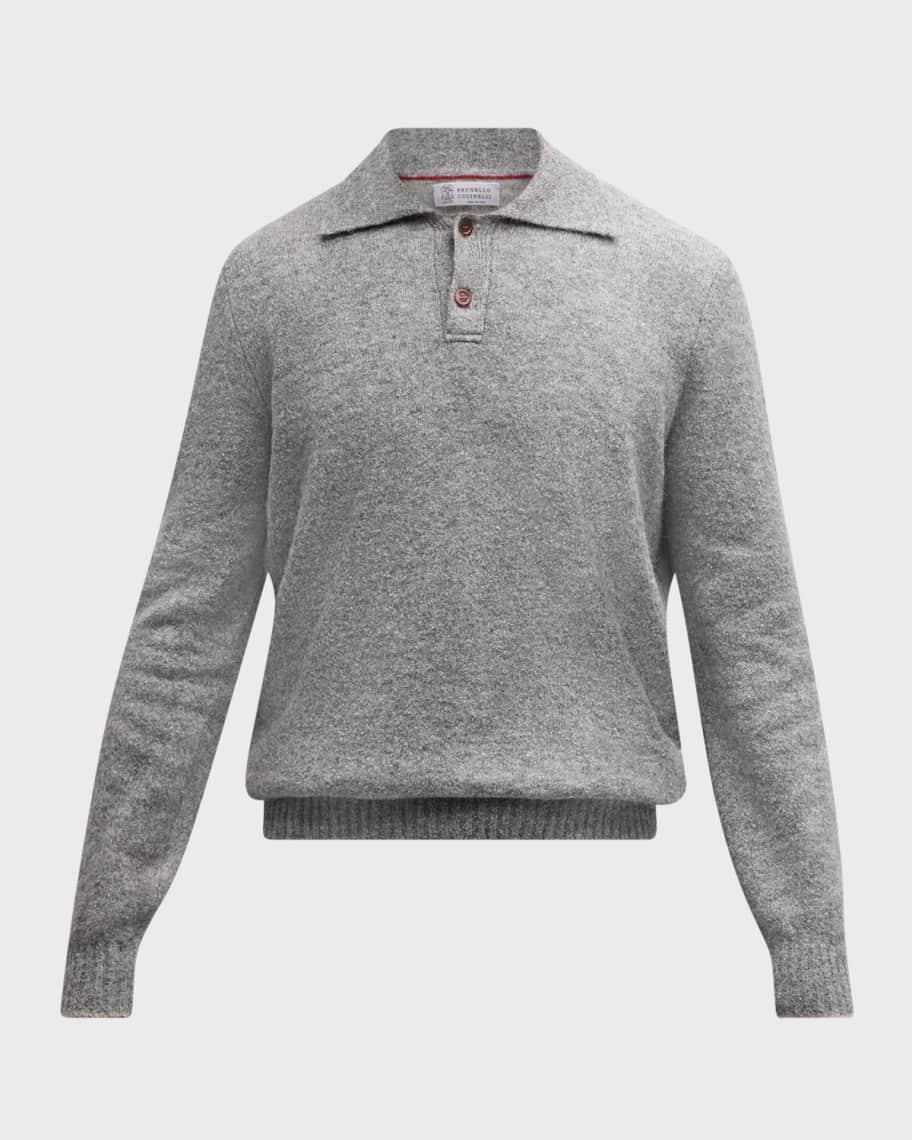 Men's Heathered Knit Polo Sweater Product Image