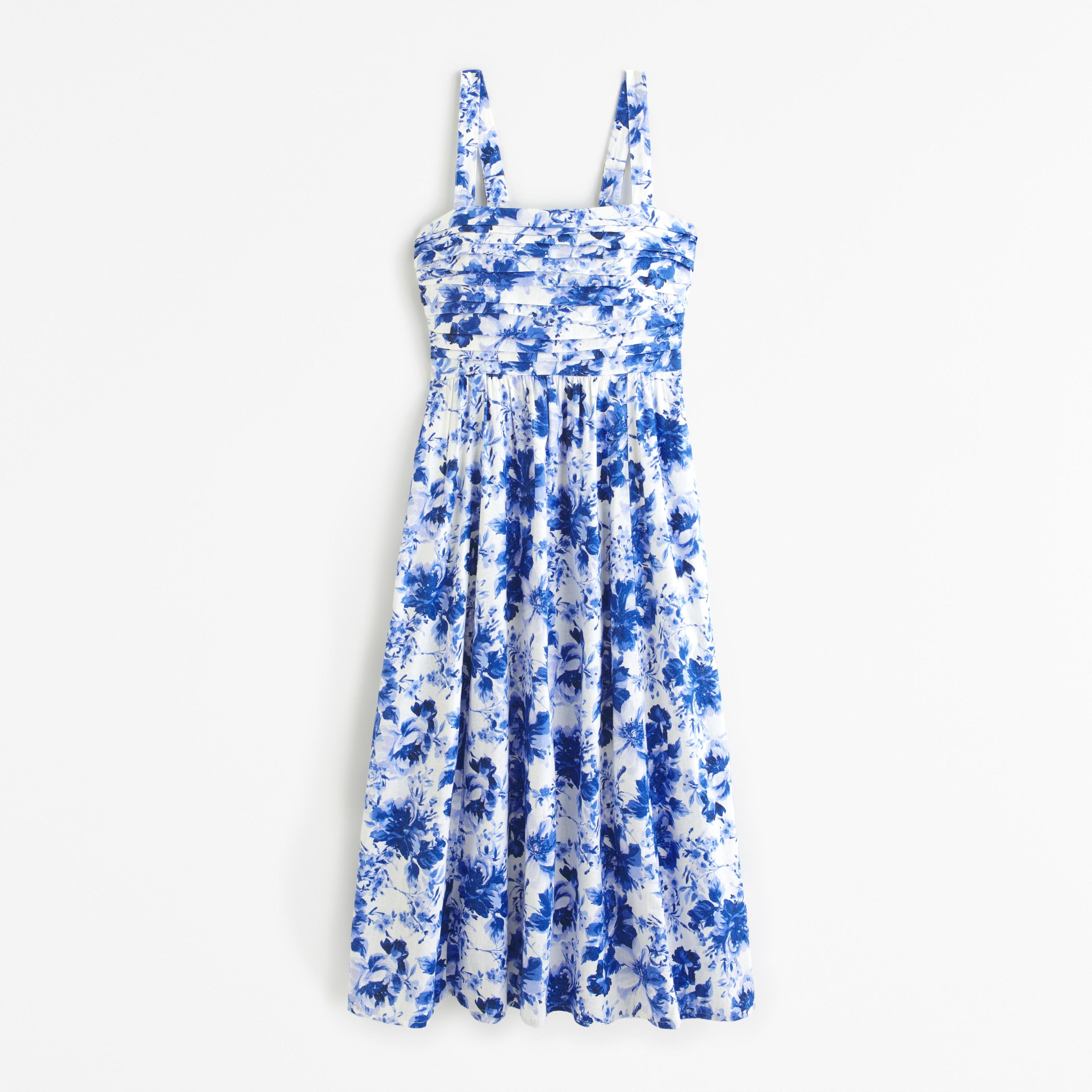 The A&F Emerson Linen-Blend Wide Strap Midi Dress Product Image