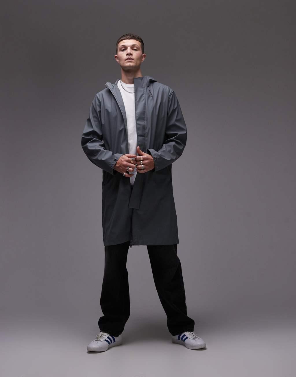 Topman rain jacket in gray Product Image