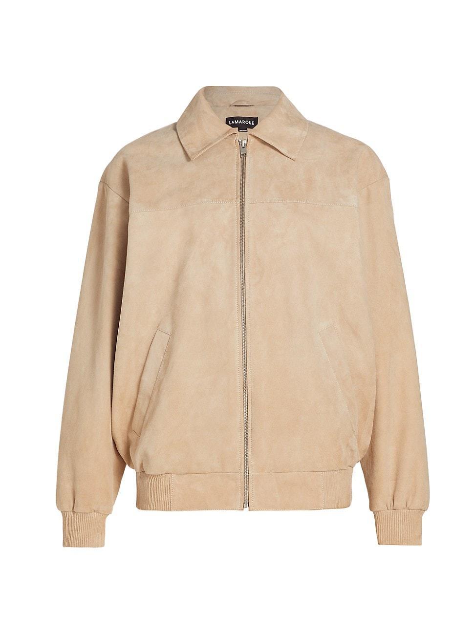 Womens Suede Oversized Bomber Jacket Product Image