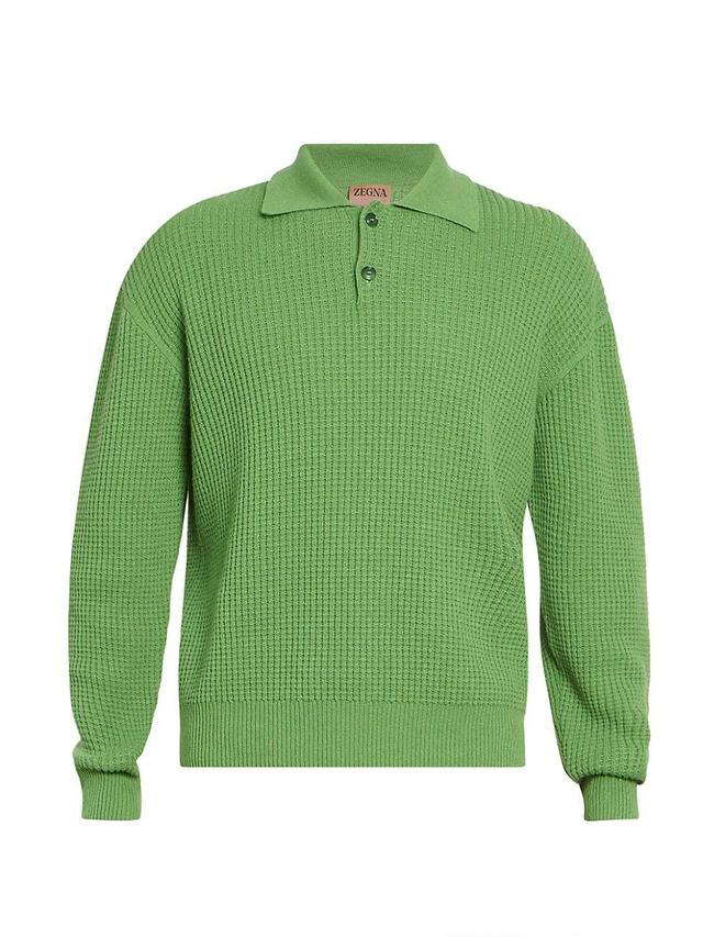 Mens ZEGNA x The Elder Statesman Oasi Cashmere Waffle-Knit Polo Sweater Product Image