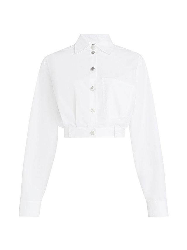 Womens Poplin Button-Up Crop Blouse Product Image