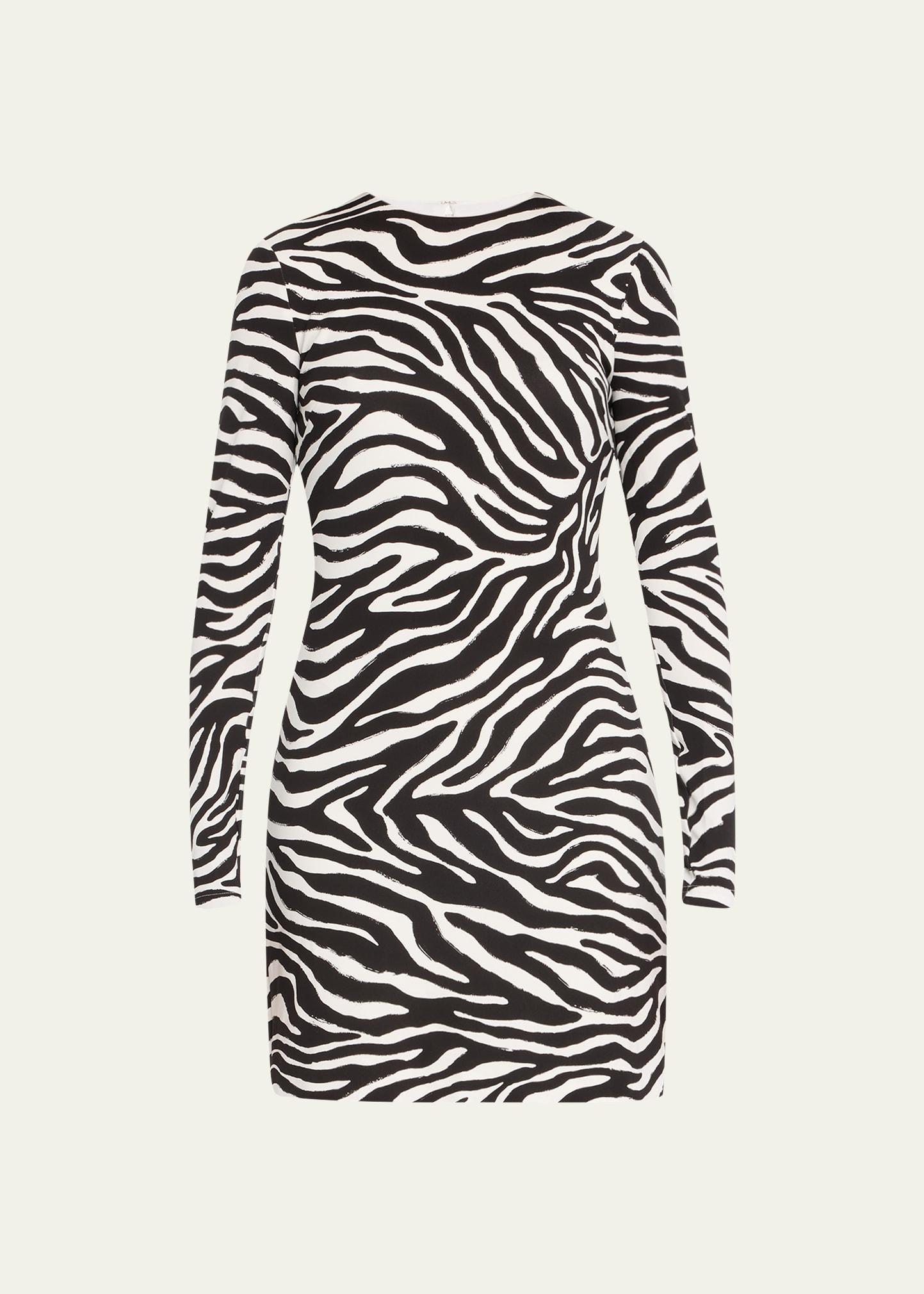 Michael Kors Collection Zebra Print Long Sleeve Jersey Minidress Product Image