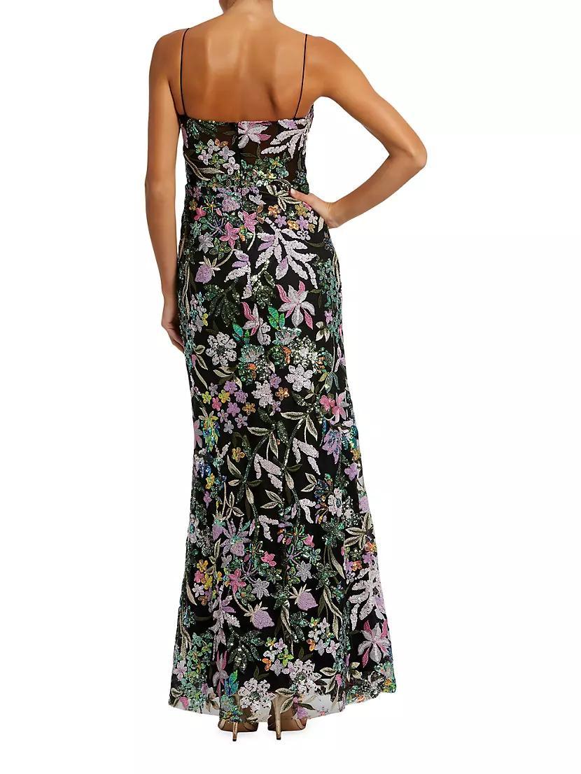 Floral Sequined Sleeveless Maxi Dress Product Image