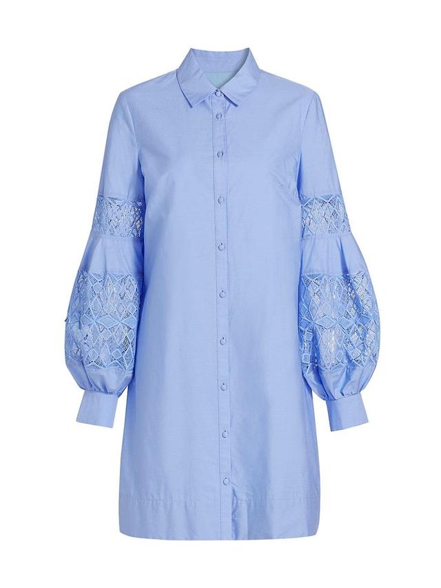 Womens Lace-Trim Poplin Mini Shirtdress Product Image