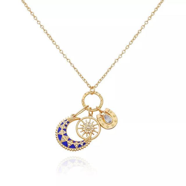 Berry Jewelry Gold Tone Blue Moon Charm Necklace, Womens Product Image