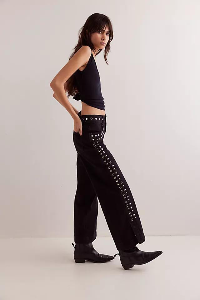 Tricia Fix Studded Benji Wide-Leg Jeans Product Image