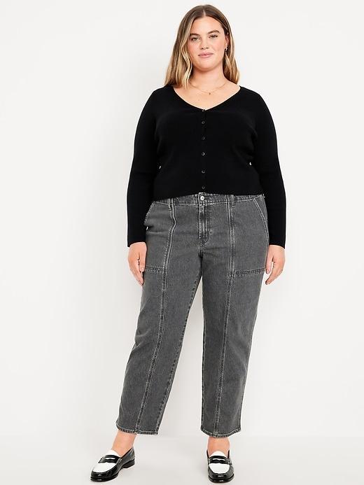 Mid-Rise Boyfriend Loose Utility Jeans Product Image