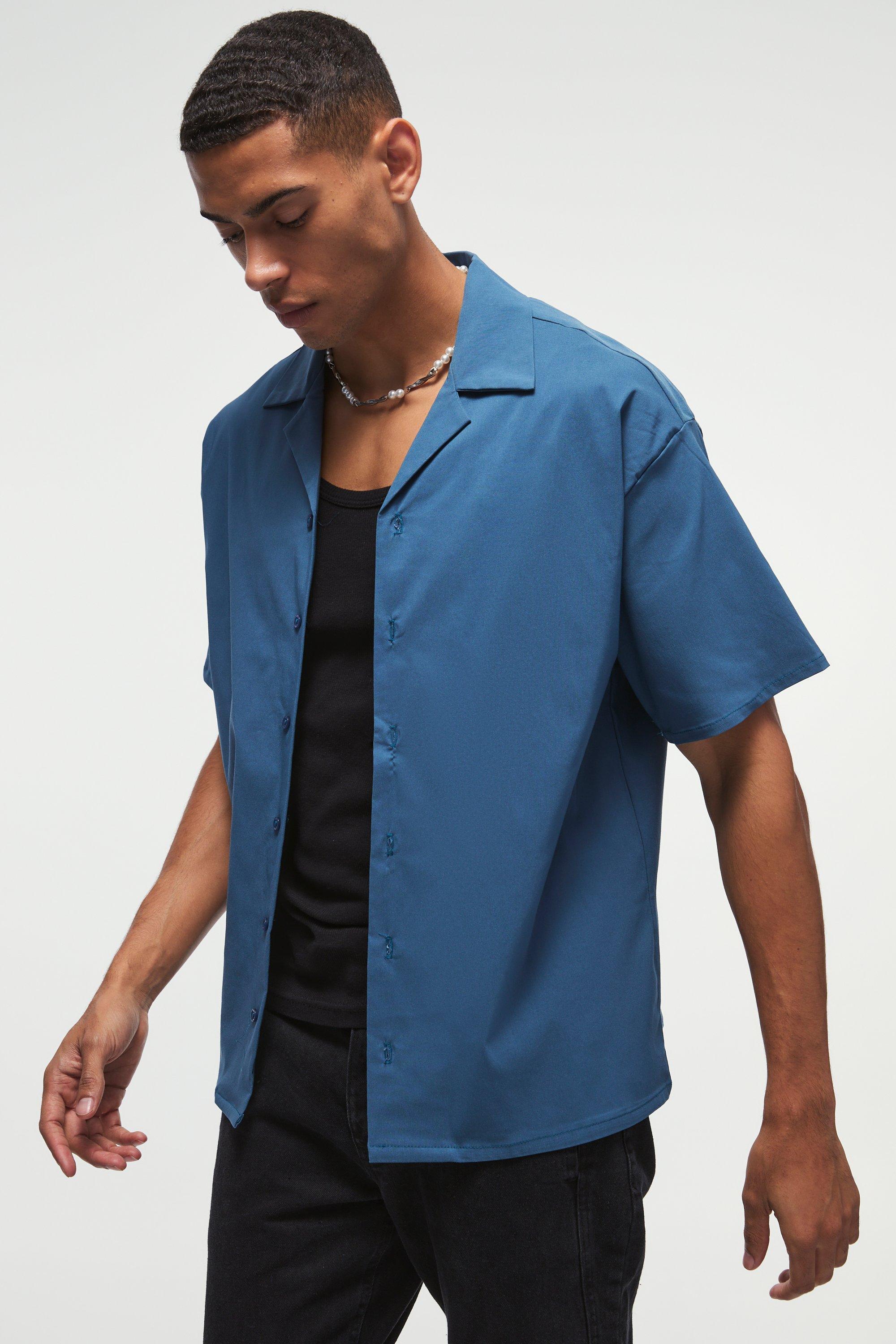 Oversized Revere Bengaline Shirt | boohooMAN USA Product Image