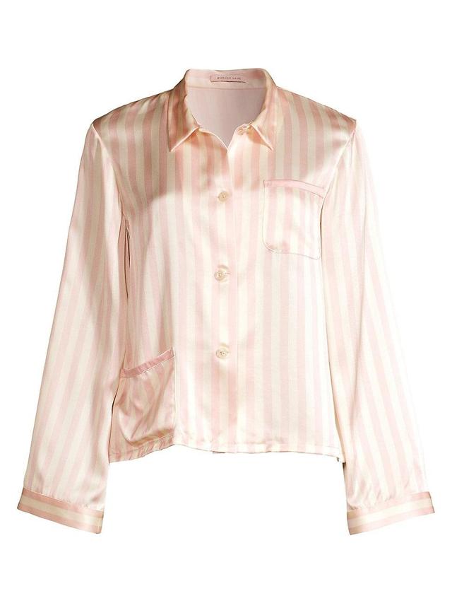 Womens Ruthie Silk Striped Pajama Top Product Image