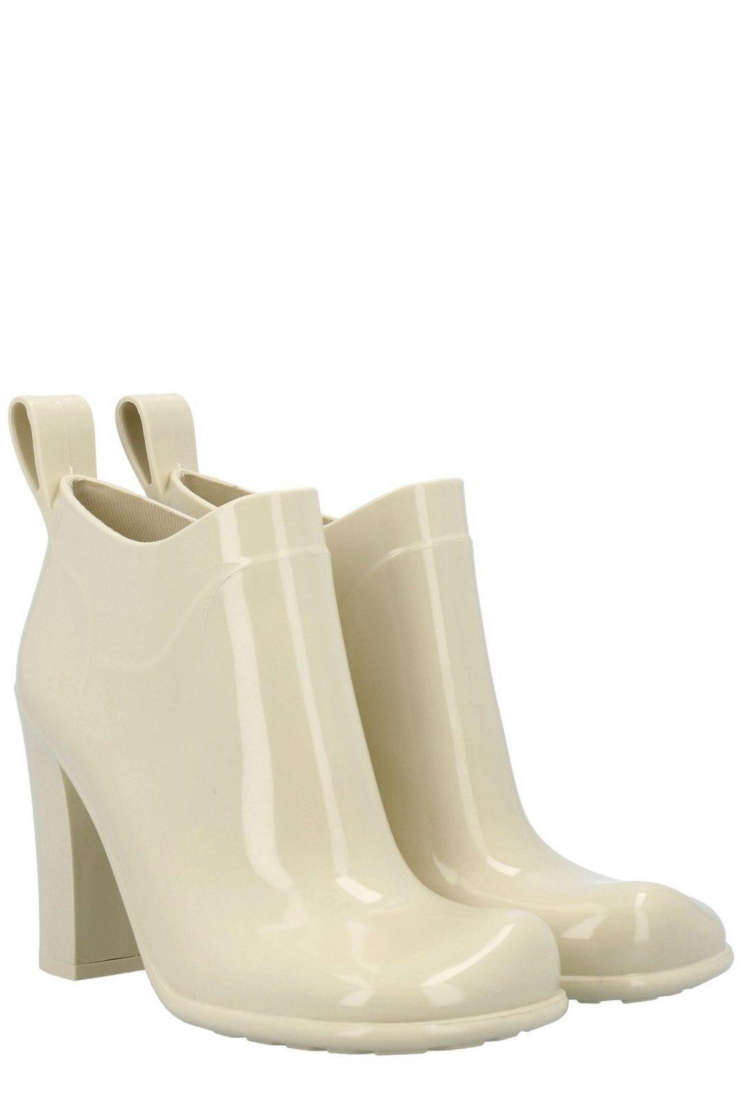 Rubber Block-heel Ankle Booties In White Product Image