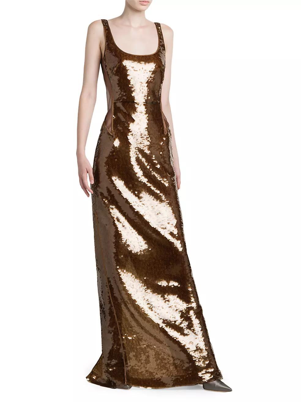 Sequined Scoopneck Gown Product Image