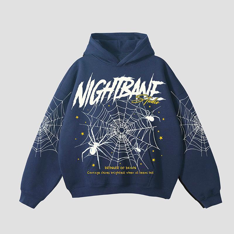 Unisex Men's The Dark Night Bane Spider Web Hell Star Graphic Pocket Hoodie Product Image