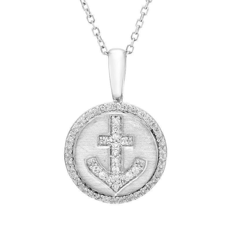 Its Personal Sterling Silver & Diamond-Accent Anchor Pendant Necklace, Womens White Product Image