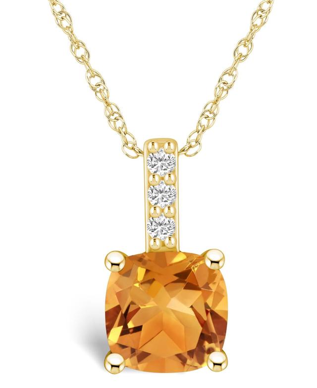 Macys Citrine (2 Ct. T.w.) and Diamond Accent Pendant Necklace in 14K Yellow Gold Product Image