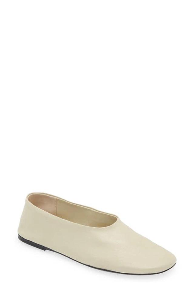 Marcy Leather Ballerina Flats In Off White Product Image