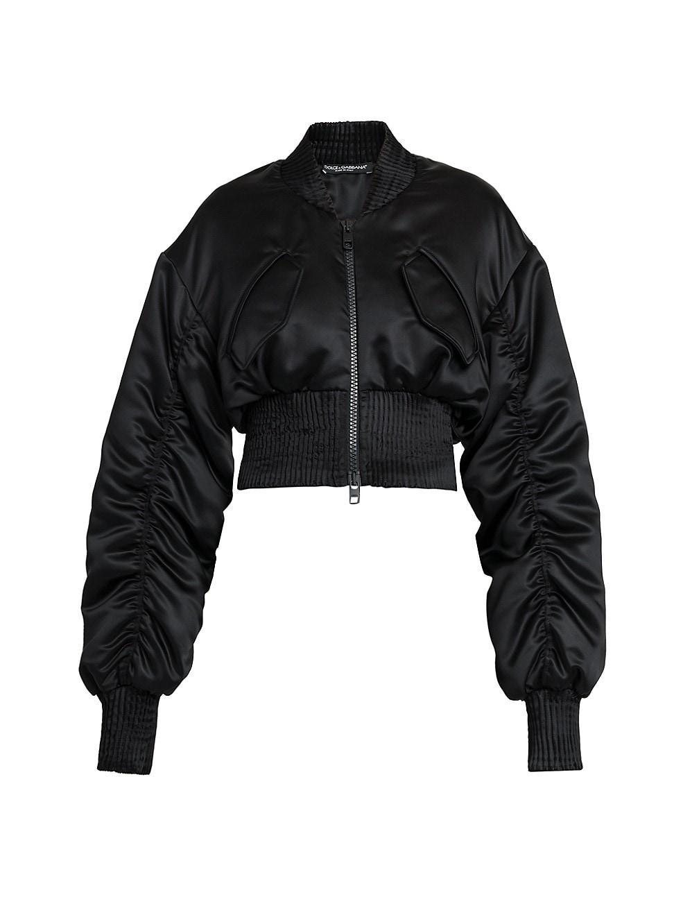 Womens Satin Crop Bomber Jacket Product Image