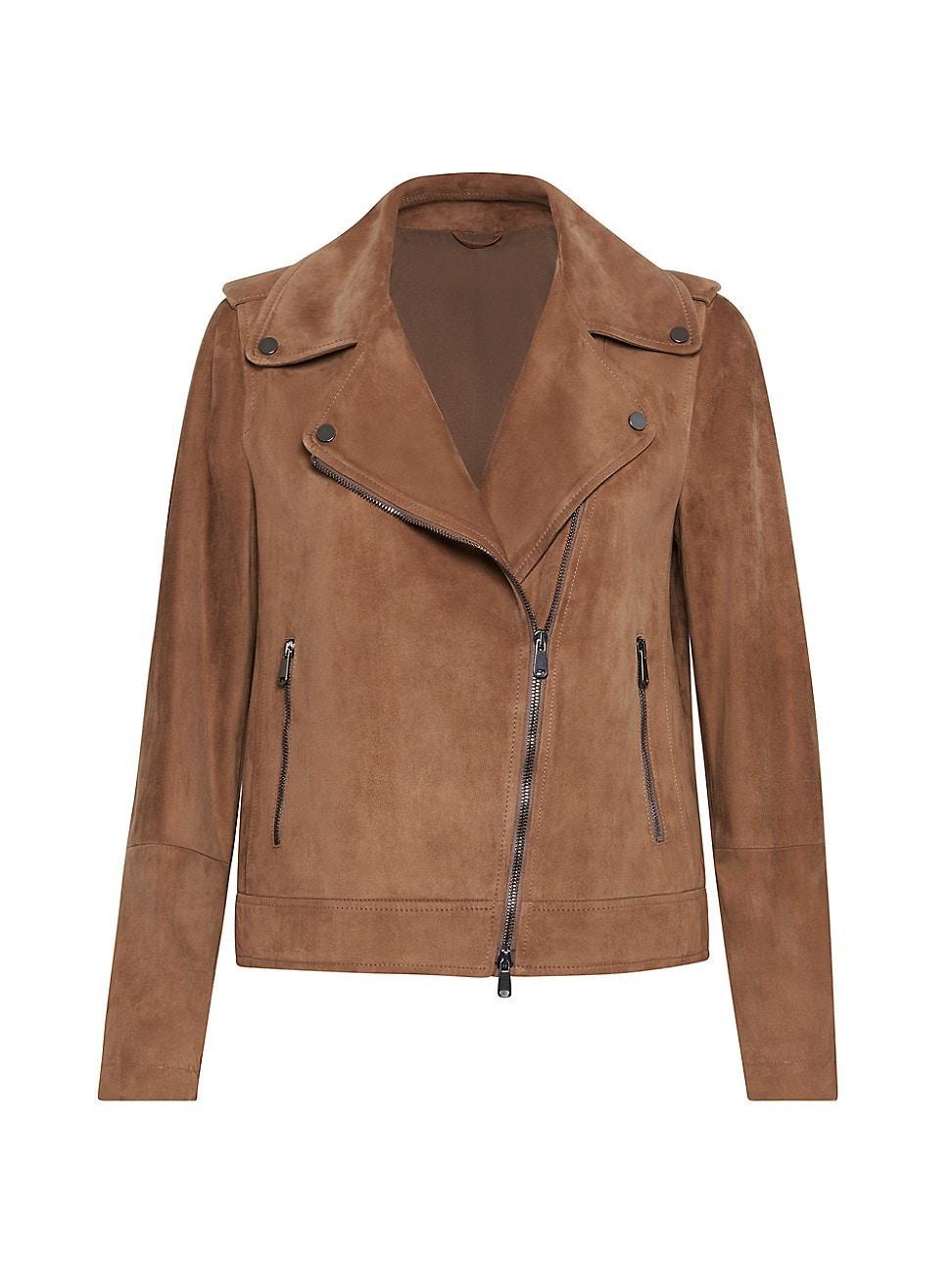 Womens Suede Biker Jacket With Monili Product Image