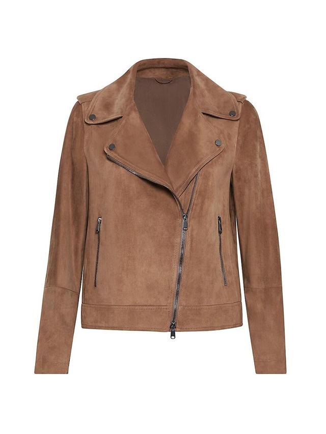 Womens Suede Biker Jacket Product Image