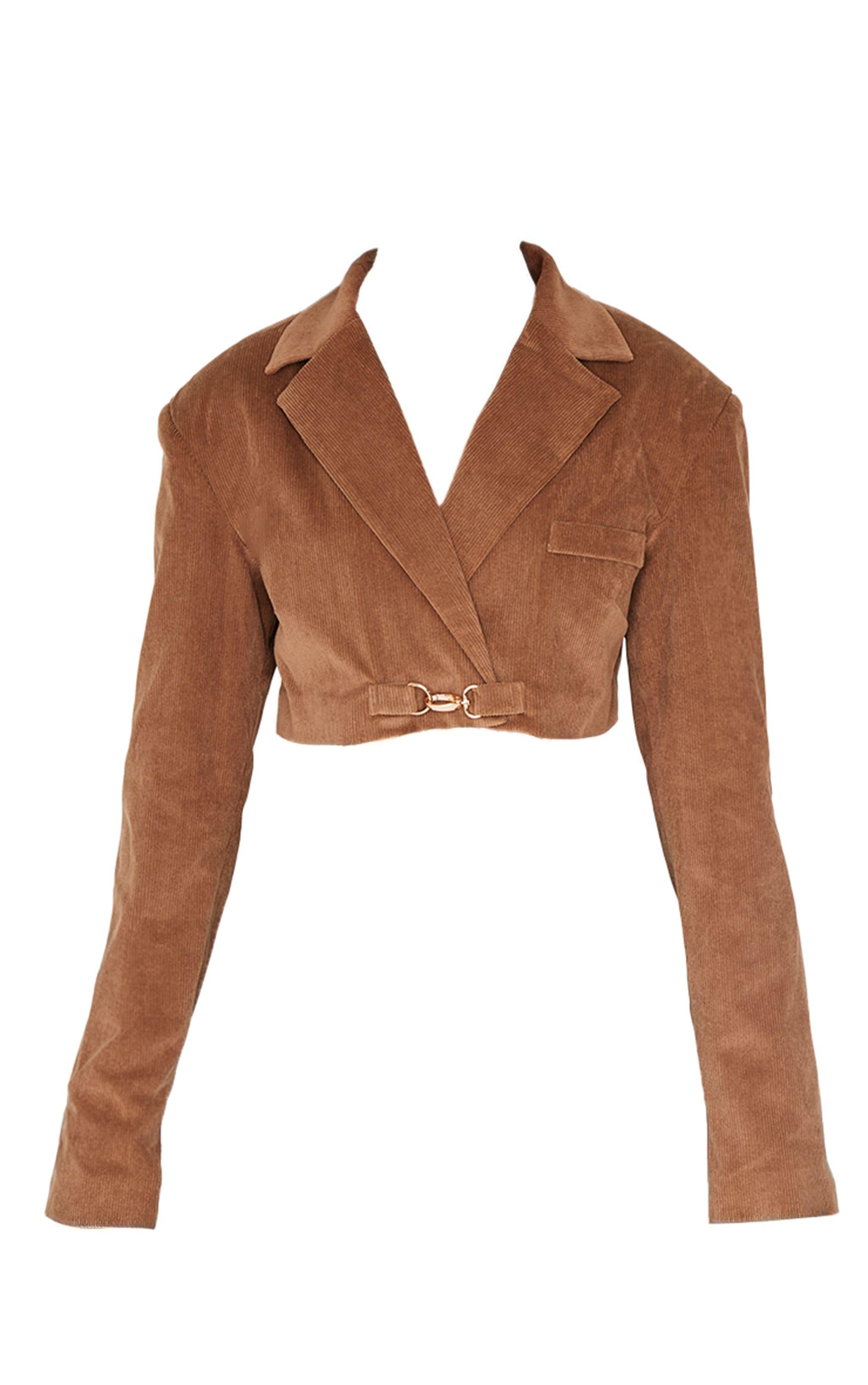 Brown Cord Cropped Blazer Product Image