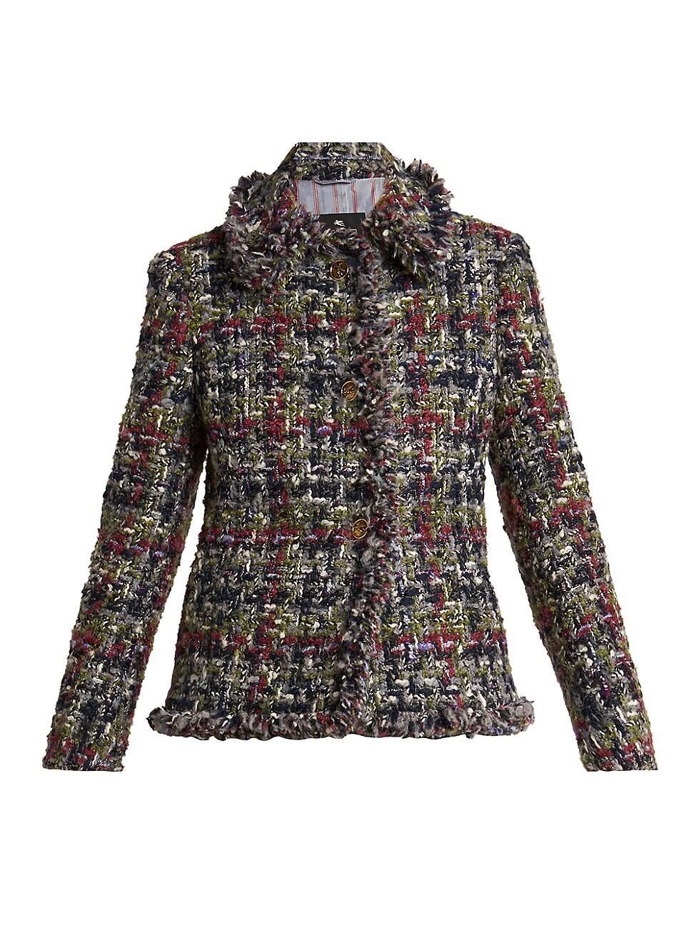 Womens Wool-Blend Tweed Jacket Product Image