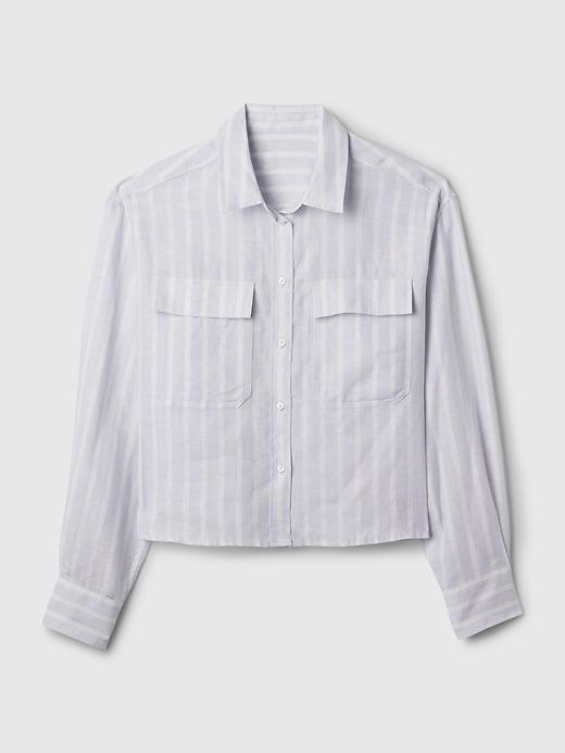 100% Linen Cropped Shirt Product Image