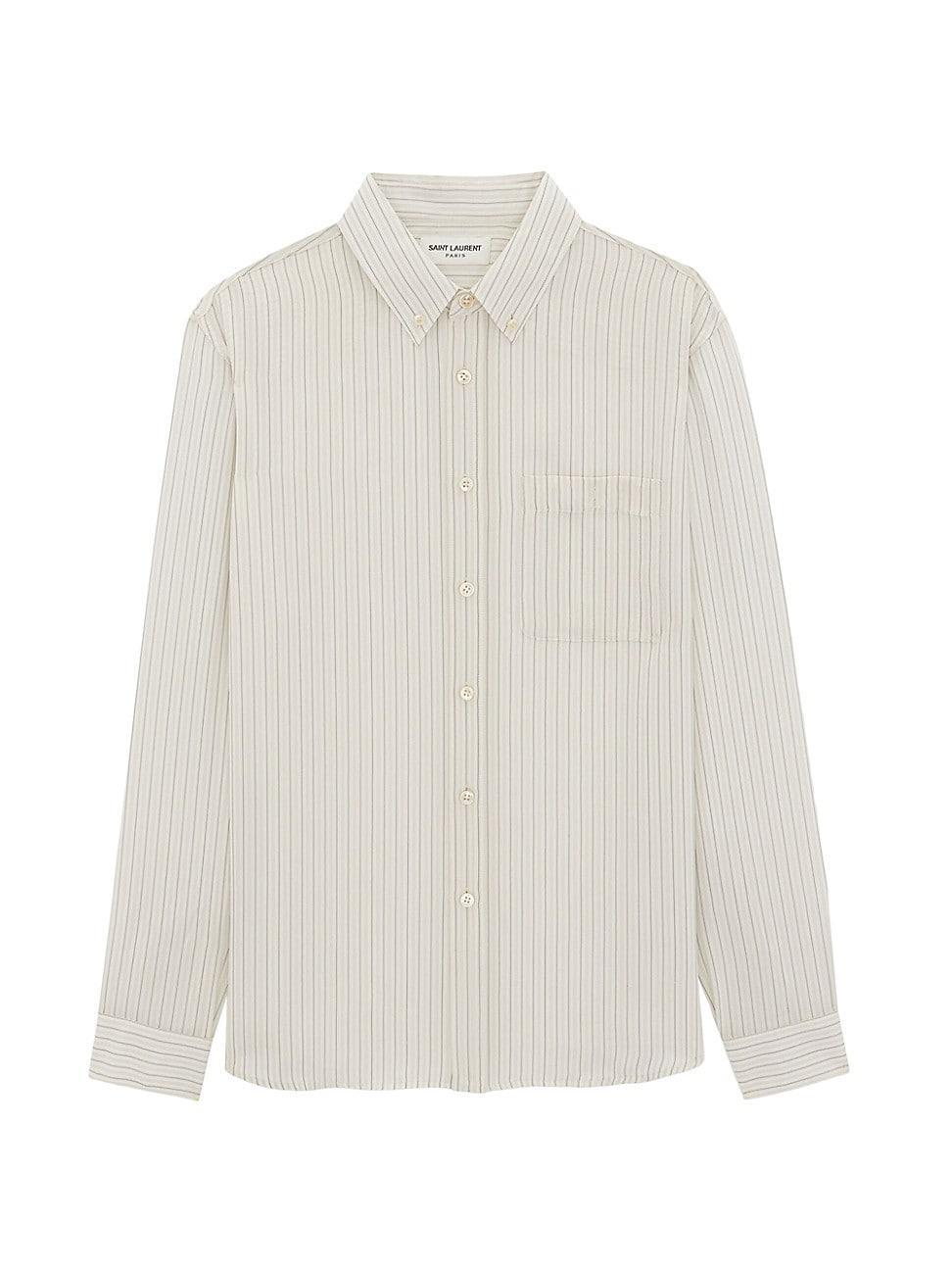 Mens Cassandre Shirt In Striped Silk Satin Product Image