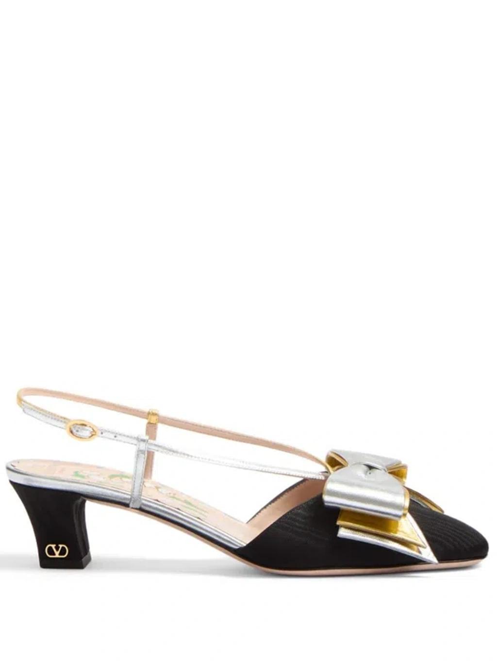 VALENTINO GARAVANI Oversize Bow Detail Pumps In Black/silver Product Image