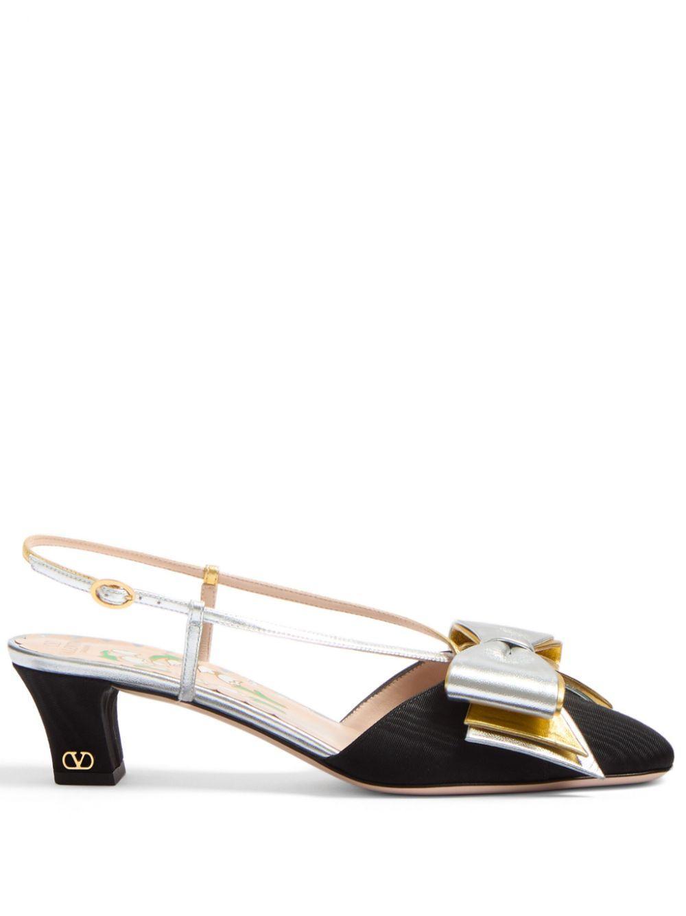 VALENTINO GARAVANI Oversize Bow Detail Pumps In Black/silver Product Image