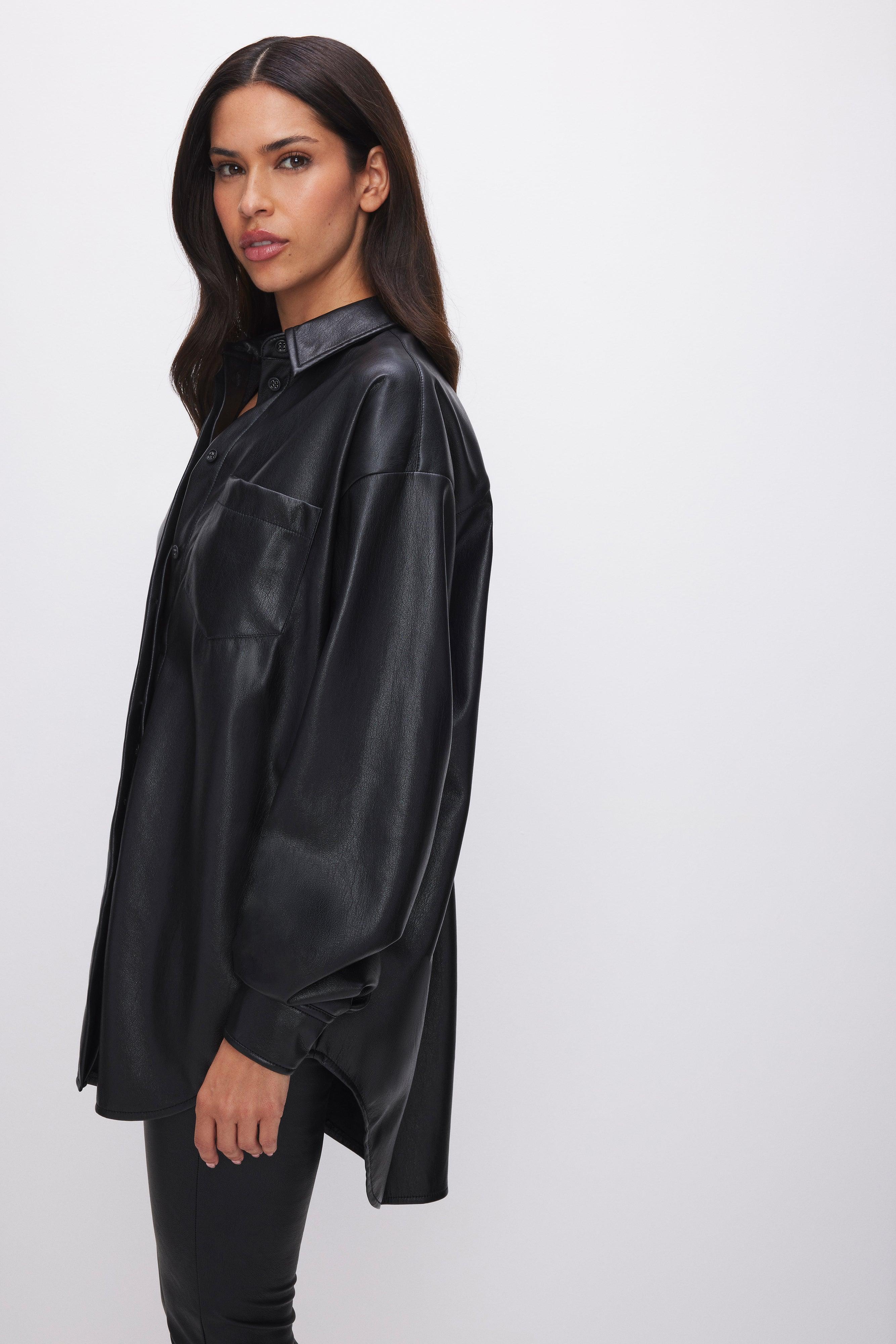 FAUX LEATHER SHIRT | BLACK001 Product Image