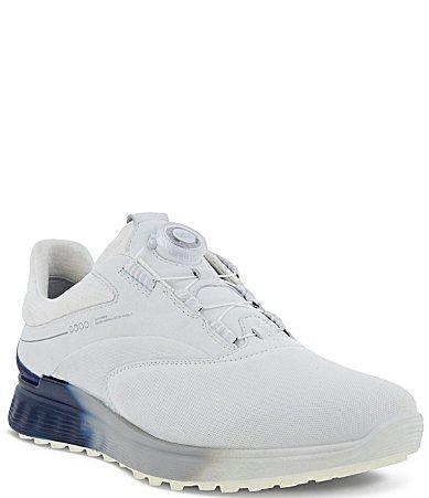 ECCO Golf S-Three BOA GORE-TEX(r) Waterproof Hybrid Blue Depths/Bright White Cow Leather) Men's Shoes Product Image