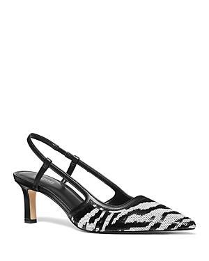 Michael Michael Kors Womens Alora Pointed Toe Mid Heel Slingback Pumps - Optic White/ Product Image