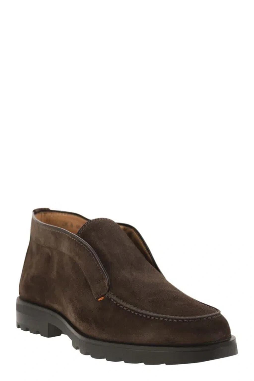 SANTONI Suede Boots In Brown Product Image