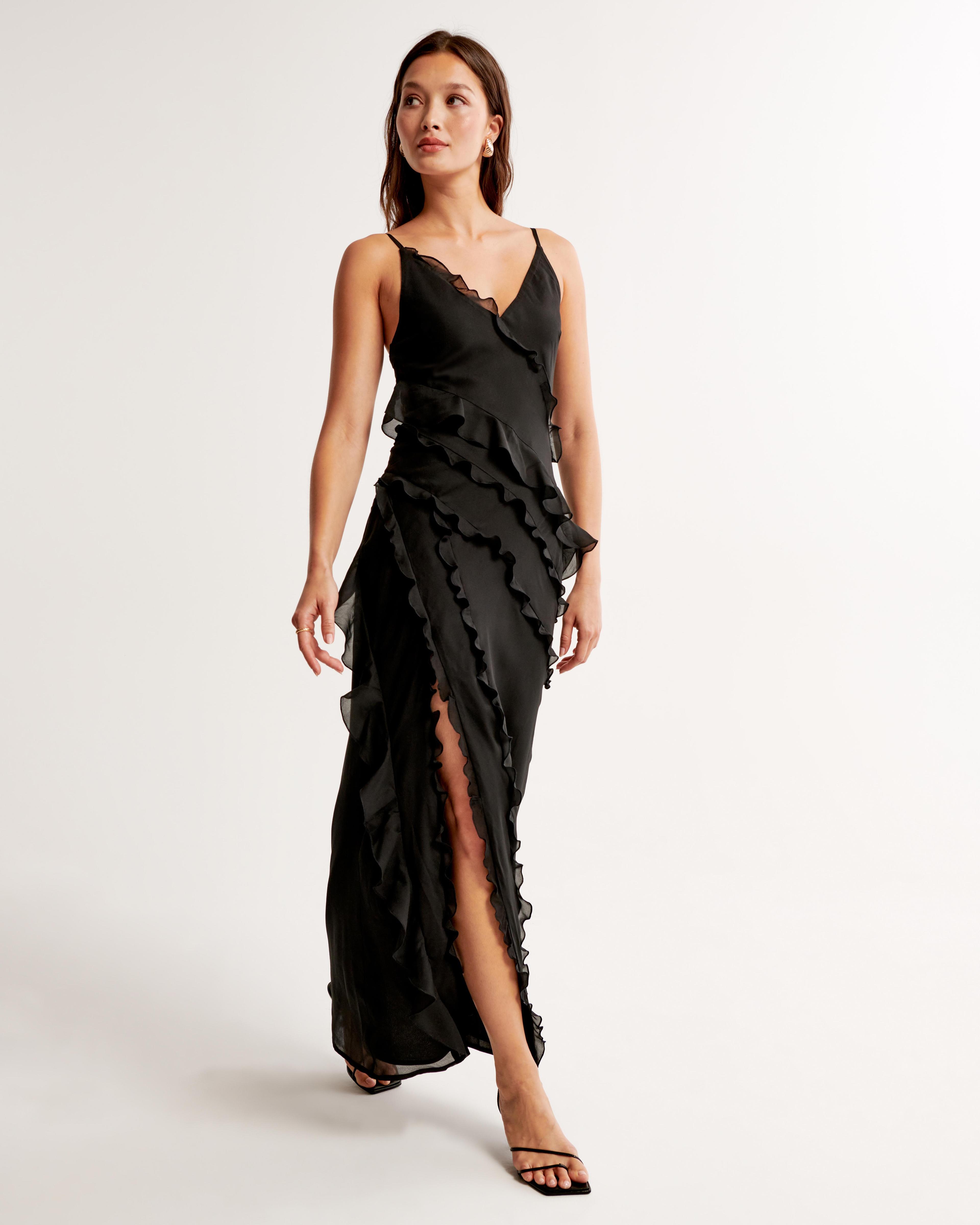 Draped Ruffle Maxi Dress Product Image