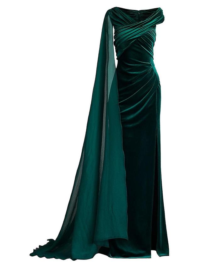 Womens Velvet Chiffon Drape Gown Product Image