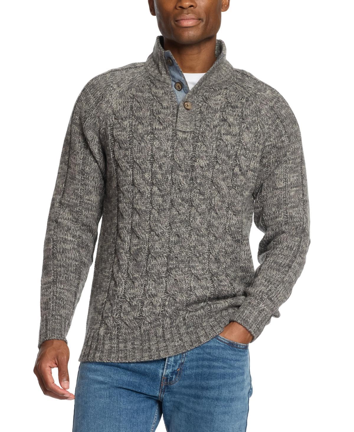 Weatherproof Vintage Mens Cable Knit Quarter Button Long Sleeve Sweater Product Image