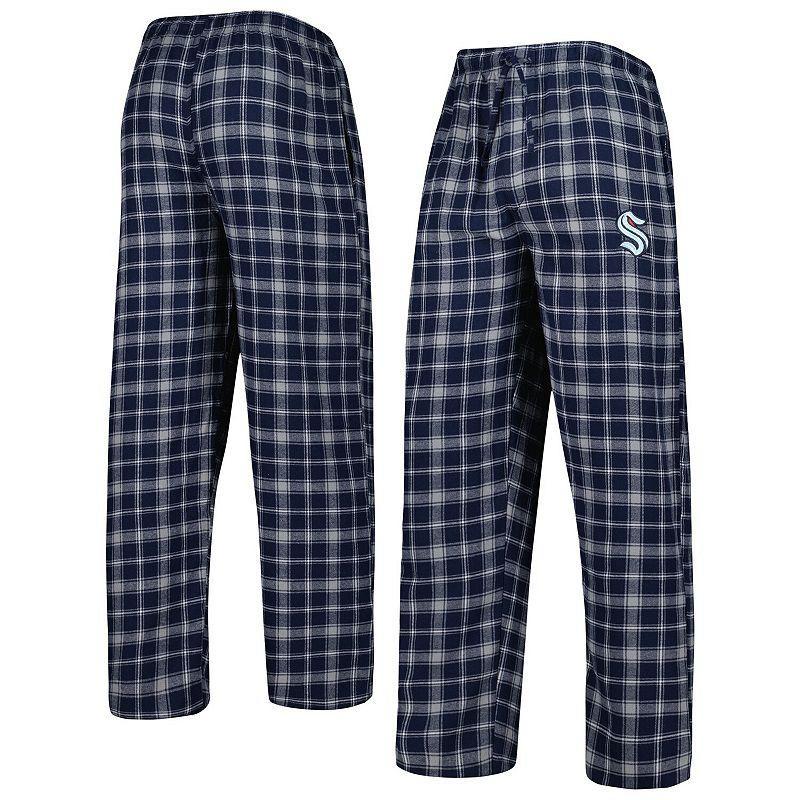 Mens Concepts Sport Deep Sea Blue/Gray Seattle Kraken Ledger Flannel Sleep Pants Product Image